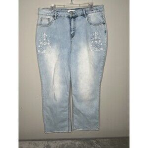 Tea with Lemon Jeans Women's 18 Light Wash Embroidered Wide Leg T0506004